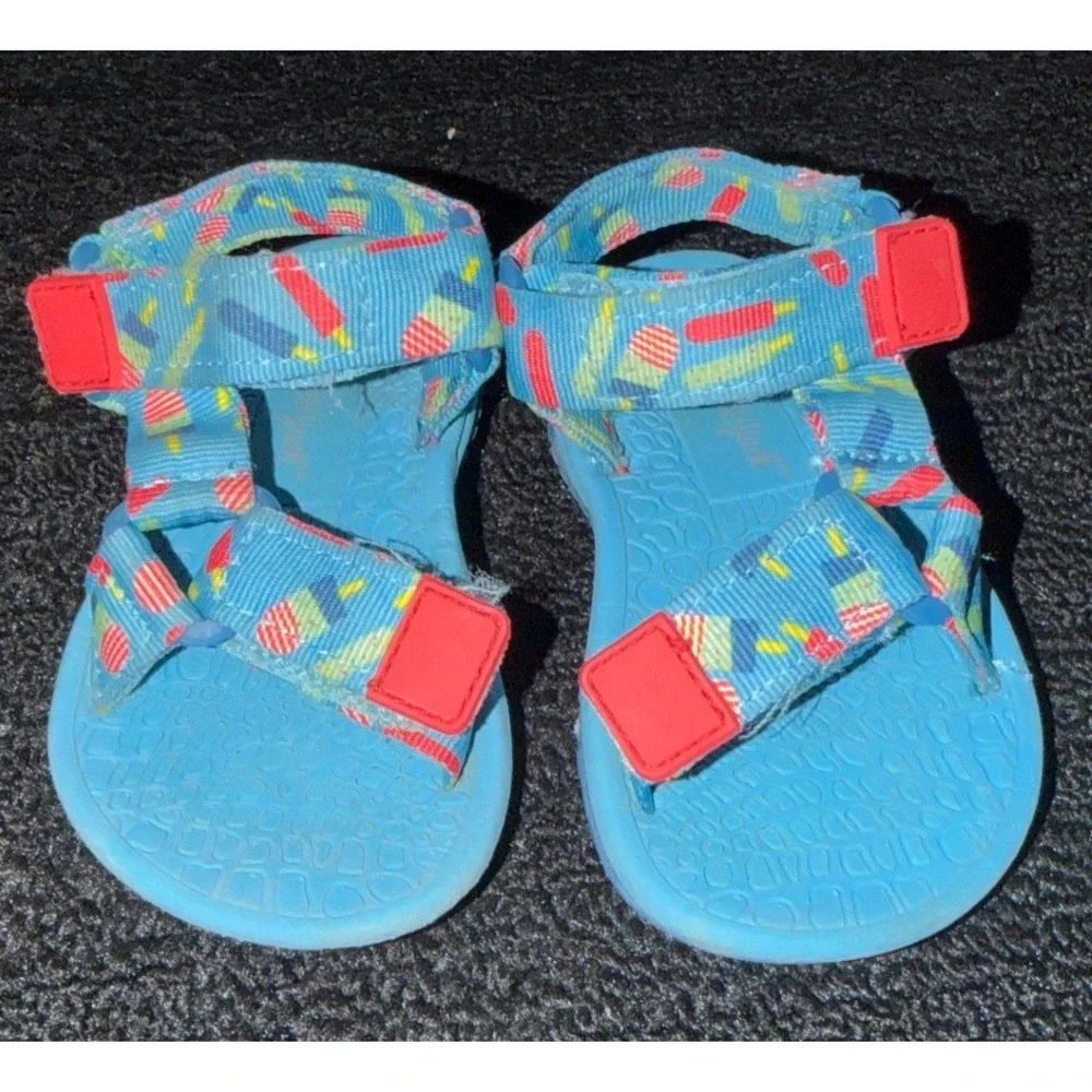 Cat & Jack Vanya Easy Closure Strap Ice Cream Patten Sandals Size 5